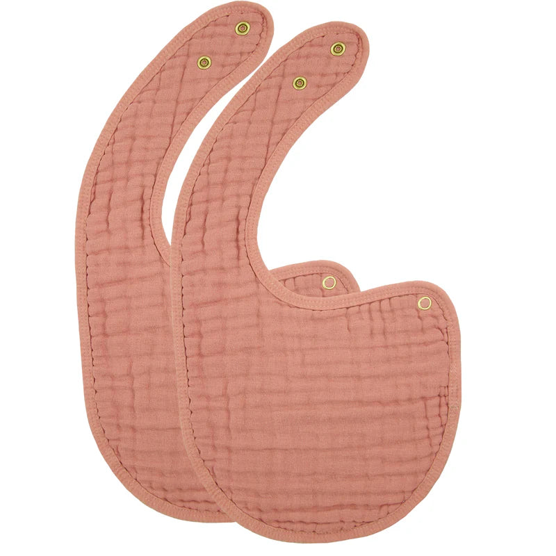 Lou Lou Cloud Muslin Bib 2 Pack Rose