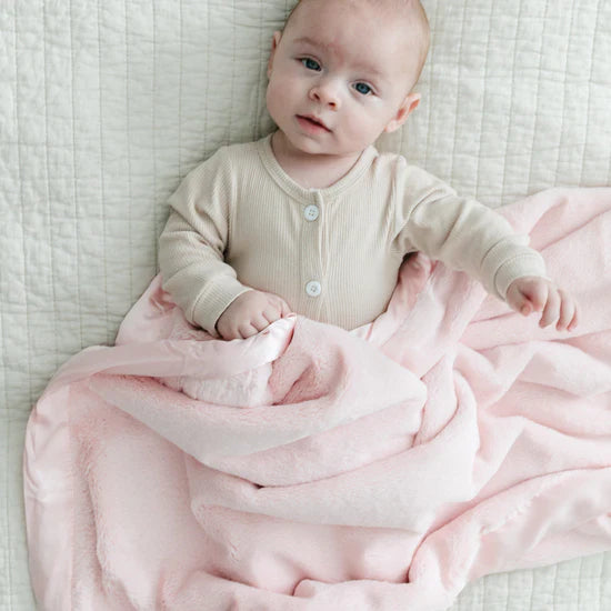 Saranoni Light Pink Satin Border Receiving Blanket