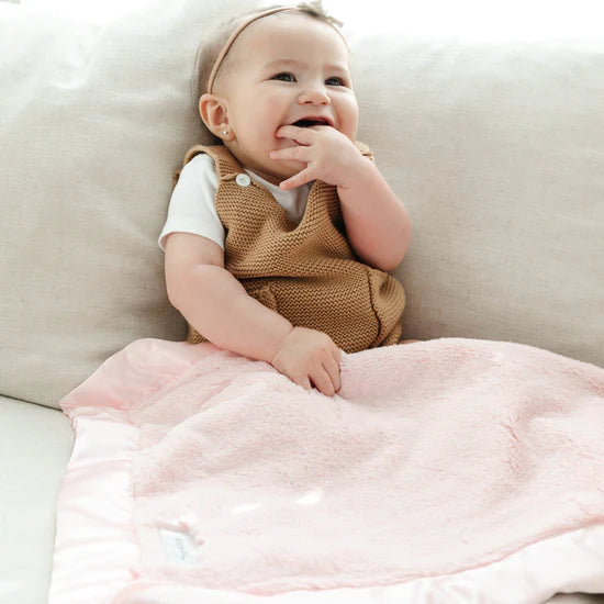 Saranoni Light Pink Satin Border Receiving Blanket