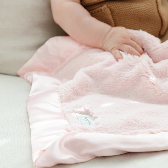 Saranoni Light Pink Satin Border Receiving Blanket