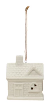 Stoneware House Ornament With LED Light