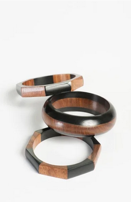 Black And Wood Bangles