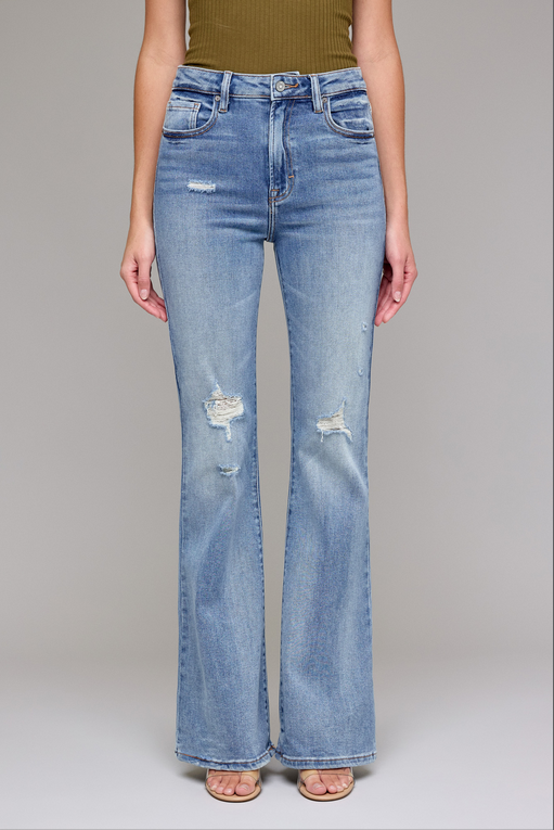 Hidden Medium Light Distressed Stretch Flare