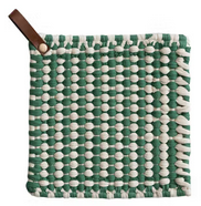 Cotton Crocheted Pot Holder With Leather Loop