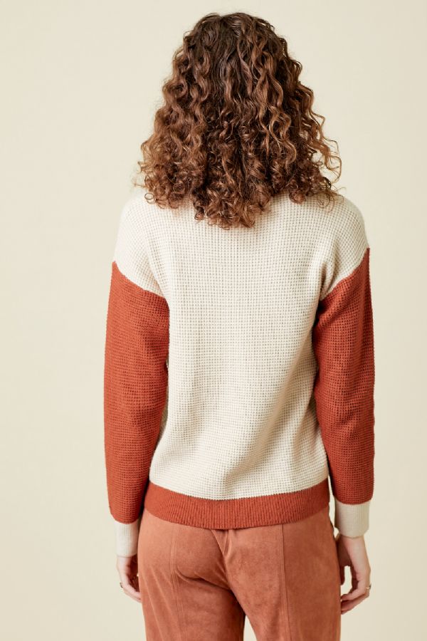 Mystree Color Blocked Thermal Sweater