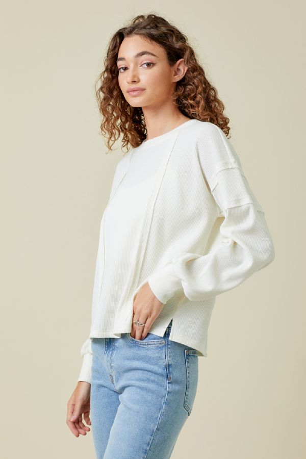 Mystree Vintage Raw Edge Thermal Top