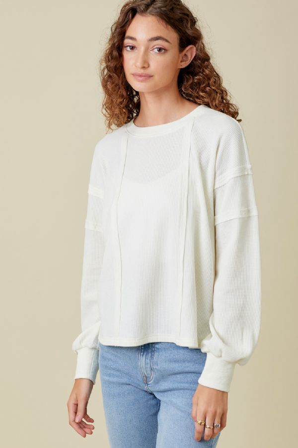 Mystree Vintage Raw Edge Thermal Top
