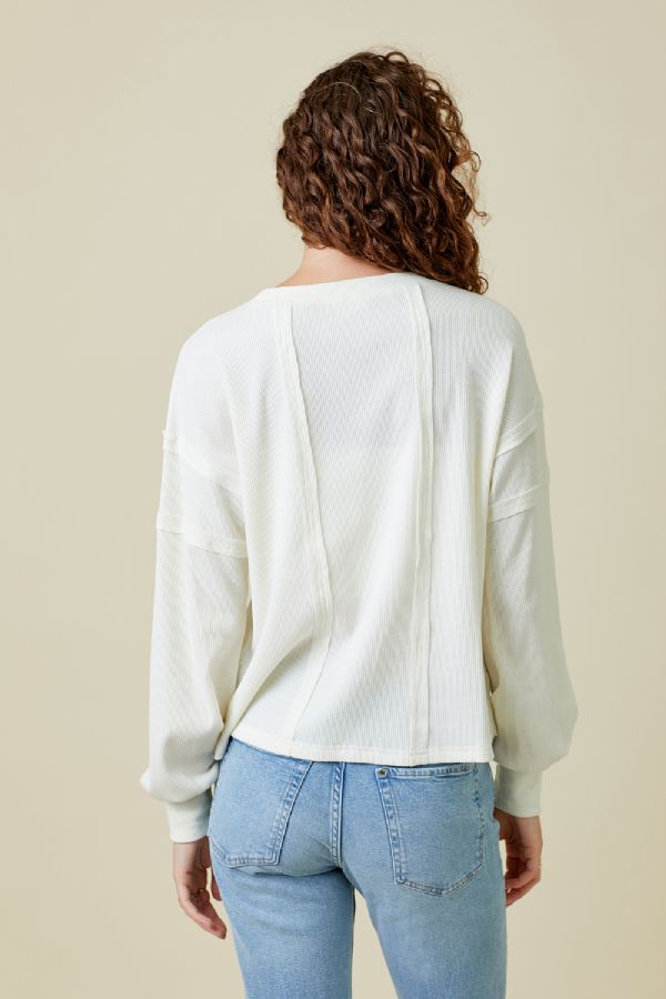 Mystree Vintage Raw Edge Thermal Top