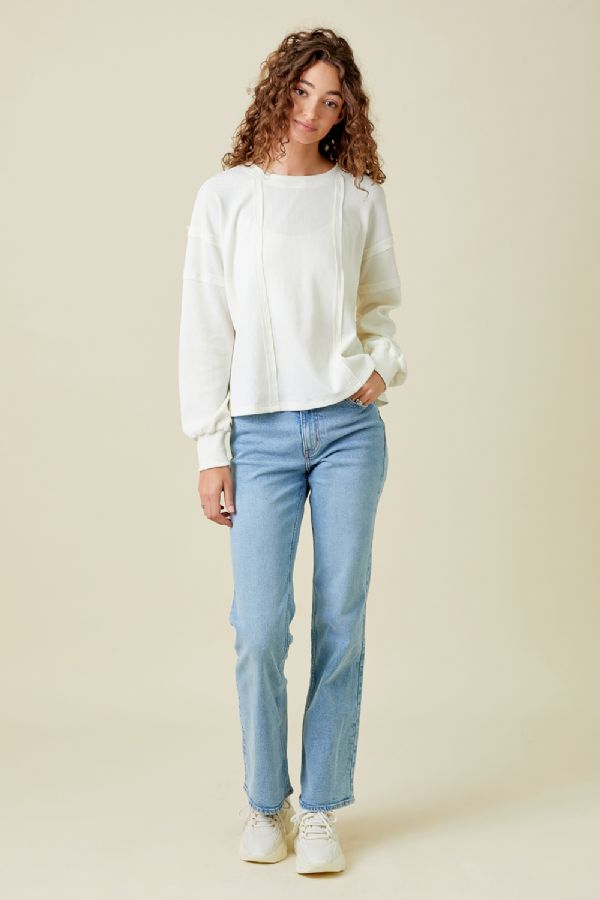 Mystree Vintage Raw Edge Thermal Top