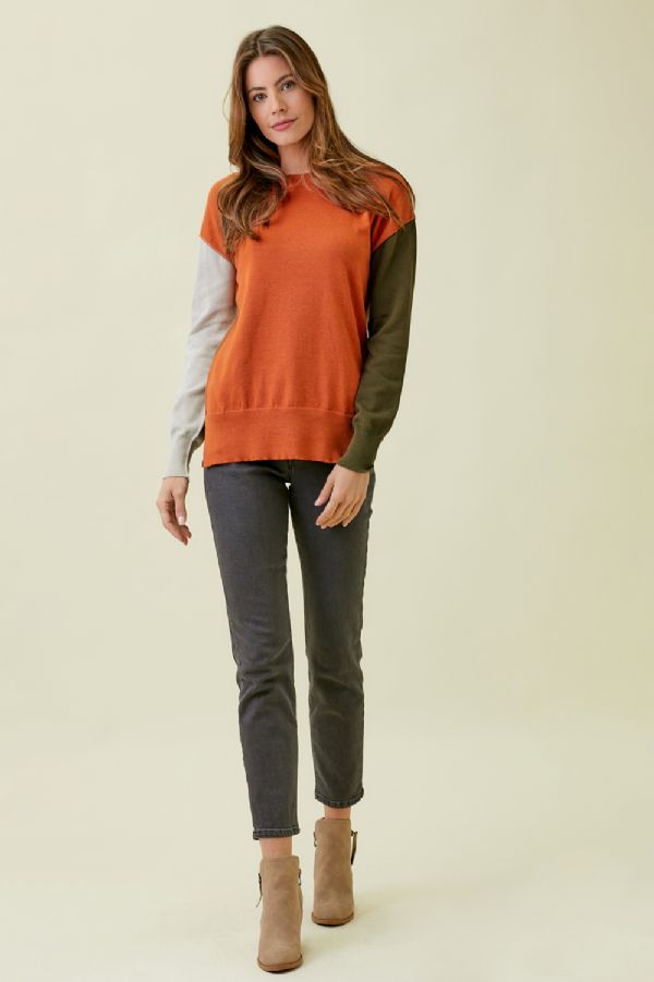 Mystree Color Block Pullover Sweater