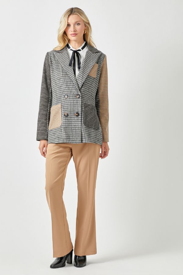 Mystree Mixed Plaid Blazer