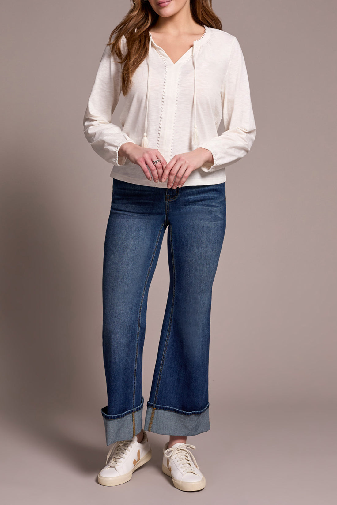 Tribal Long Sleeve Top With Tassel