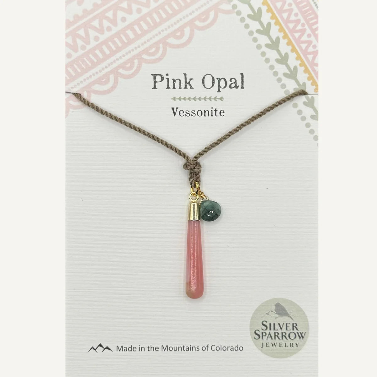 Pink Opal With Vessonite Necklace