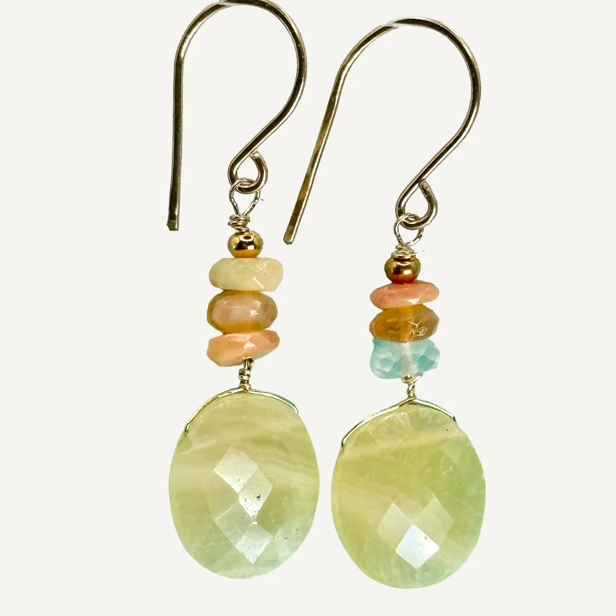 Oval Tiger Eye With Fire Opal Earrings