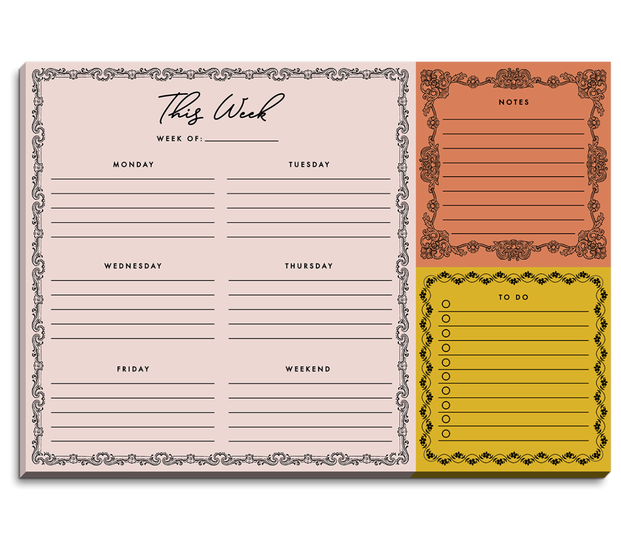 Vintage Borders Blush Desk Pad