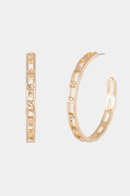Antique Gold Chain Design Hoop Earrings