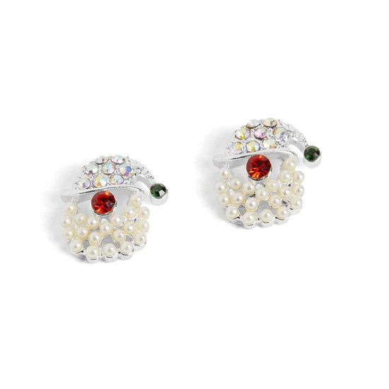 Holiday Mini Pearl Santa Stud Earrings