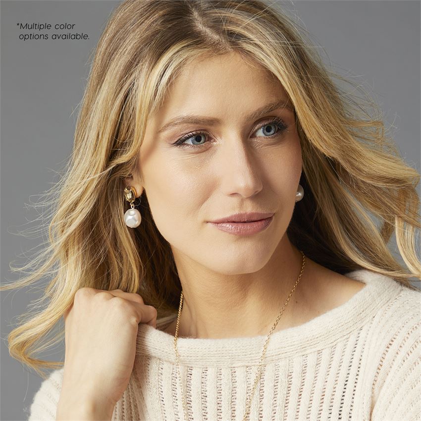 Whispers Gem Pearl Drop Earring - Multiple Color Options