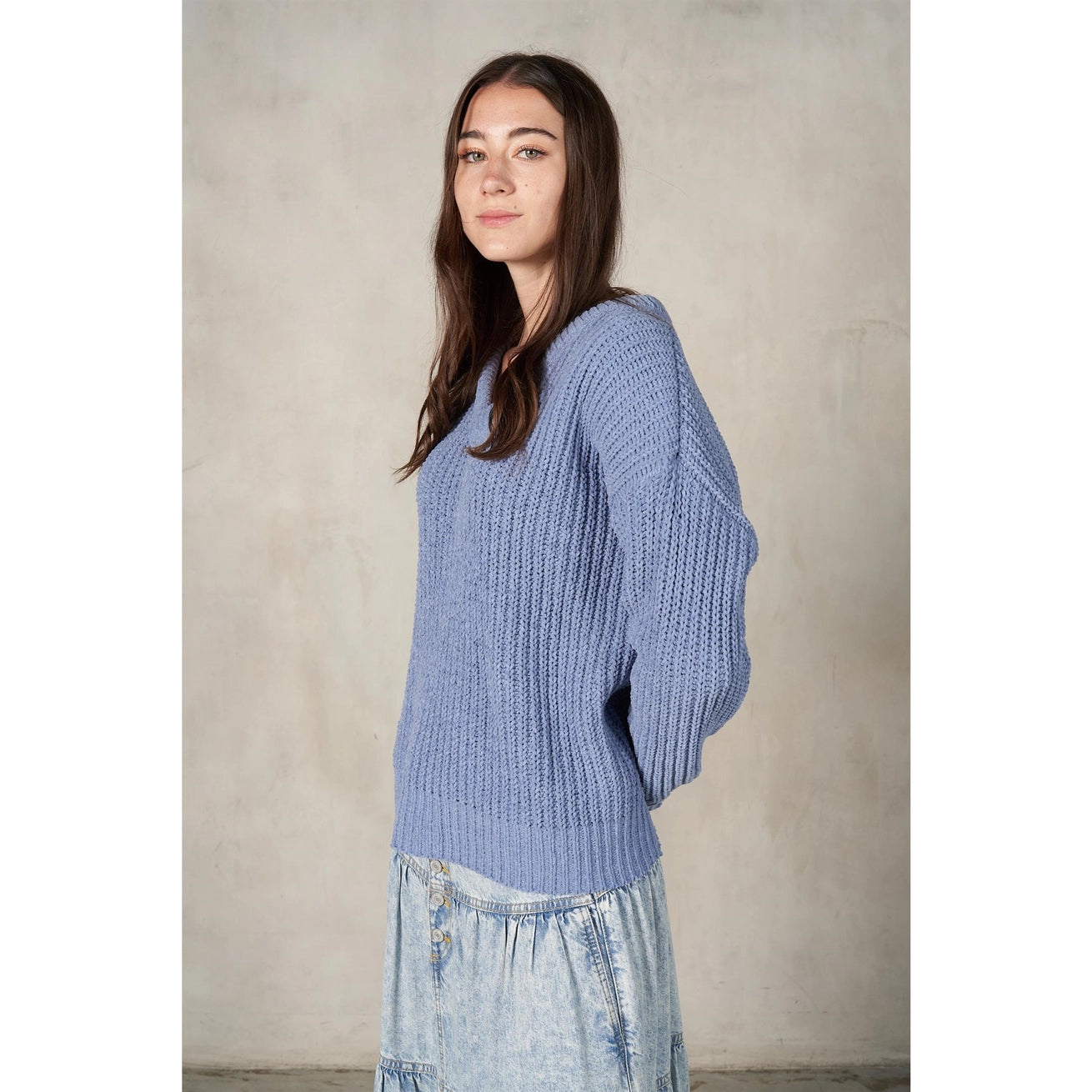 LALAMIA V-Neck Long Sleeve Knit Sweater