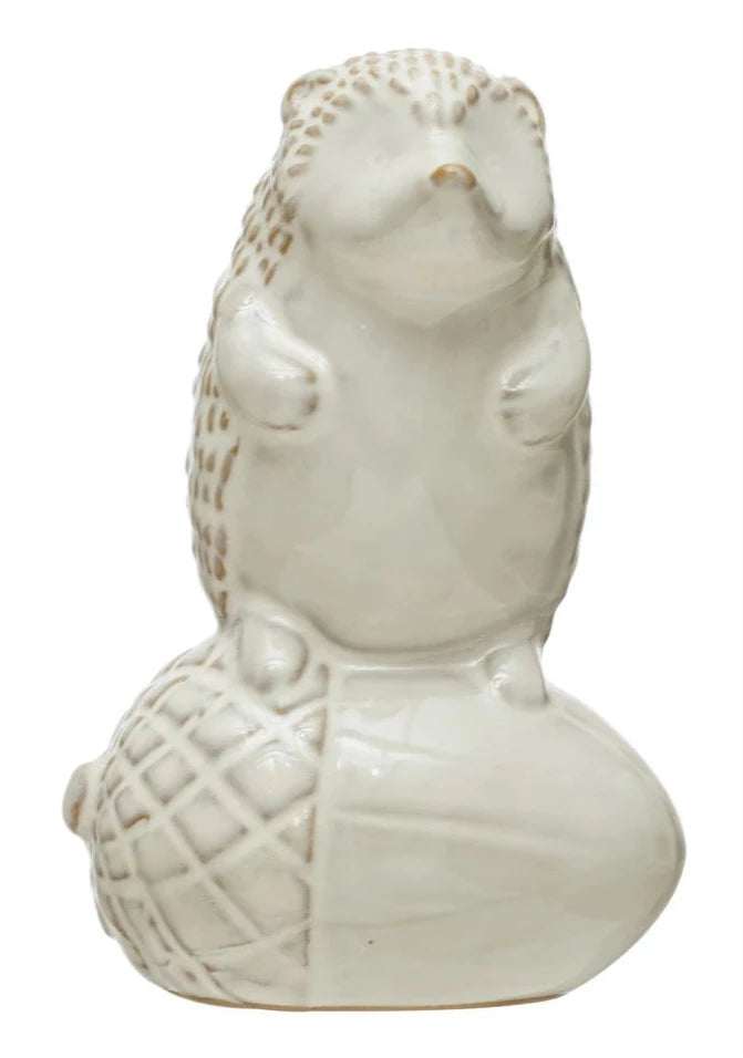 Stoneware Forest Animal on Pumpkin/Acorn