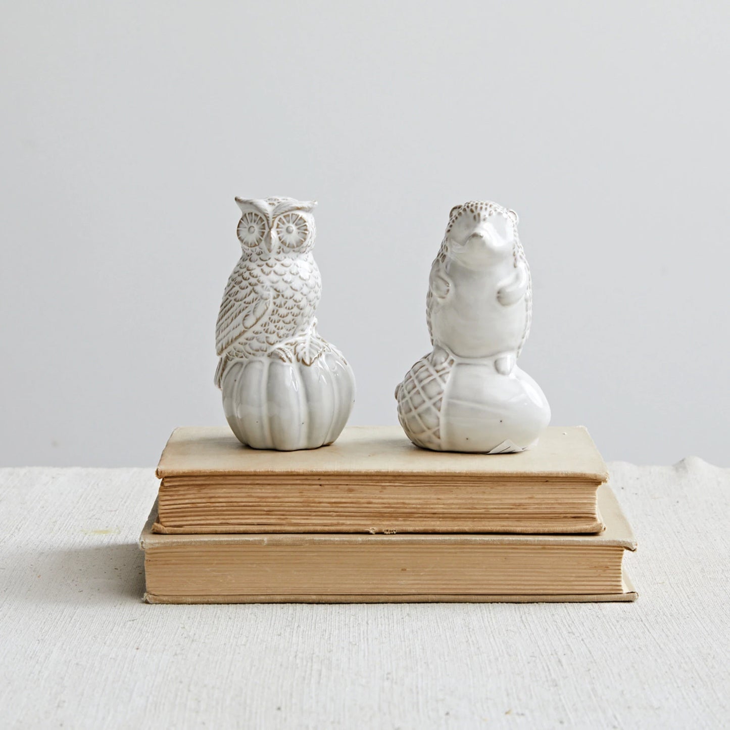 Stoneware Forest Animal on Pumpkin/Acorn