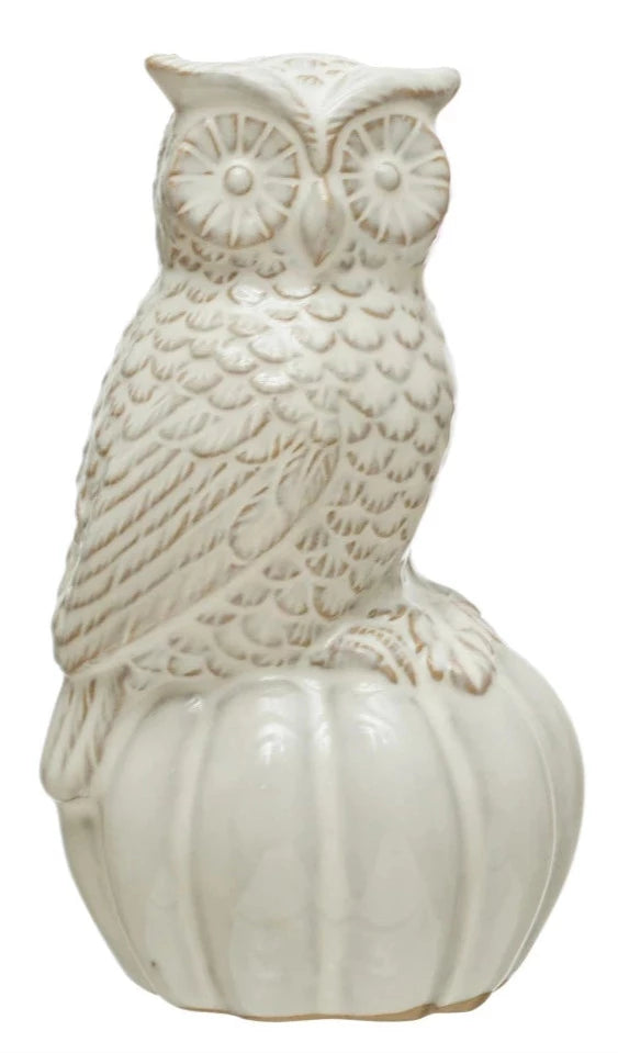 Stoneware Forest Animal on Pumpkin/Acorn