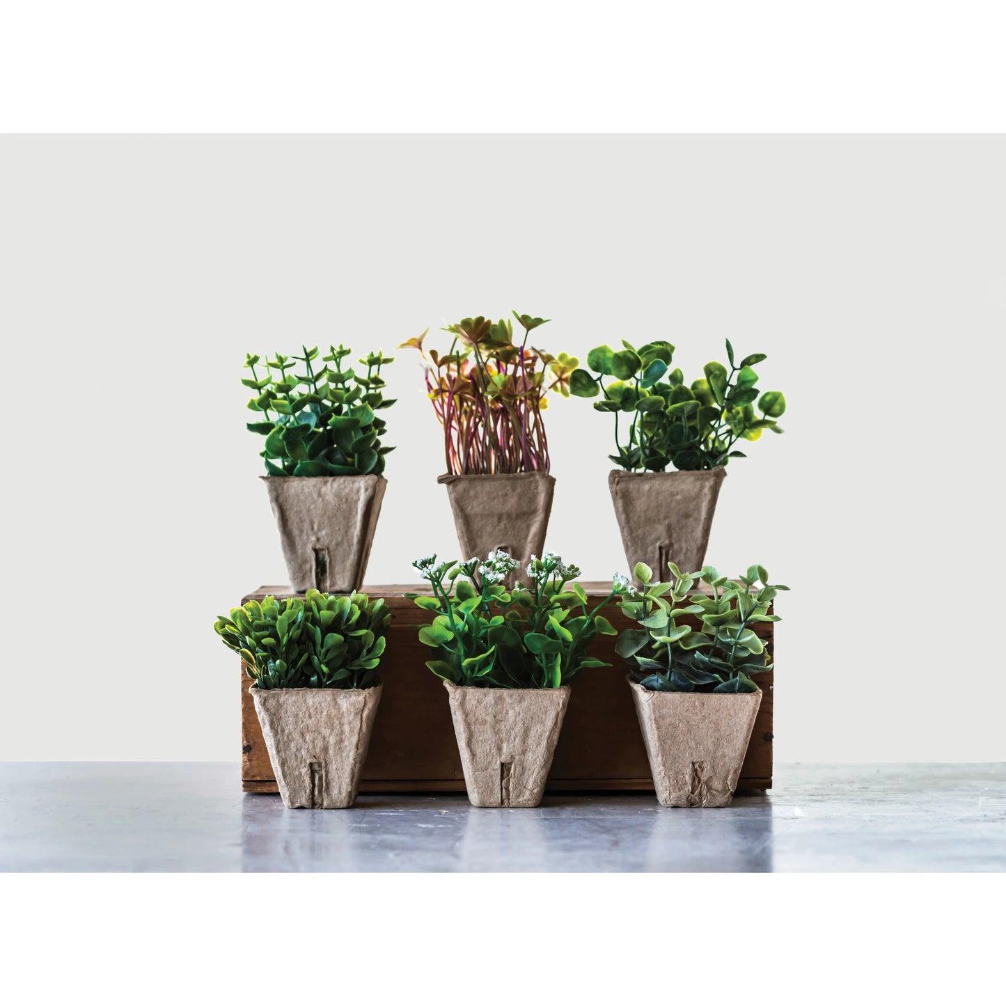 Faux Plants In Paper Pots