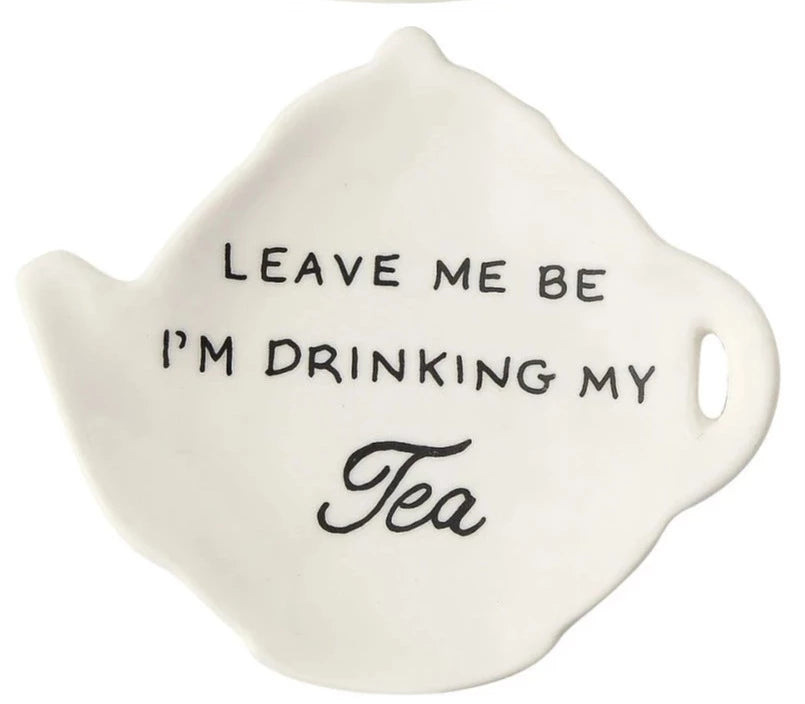 Stoneware Teapot Dish with Tea Saying