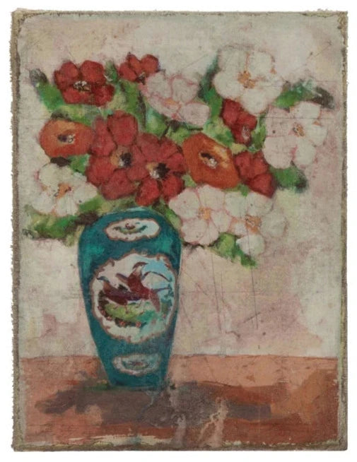 Canvas Wall Décor with Flowers in Vase