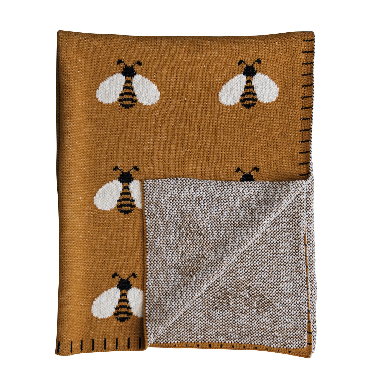 Cotton Knit Baby Blanket With Bees