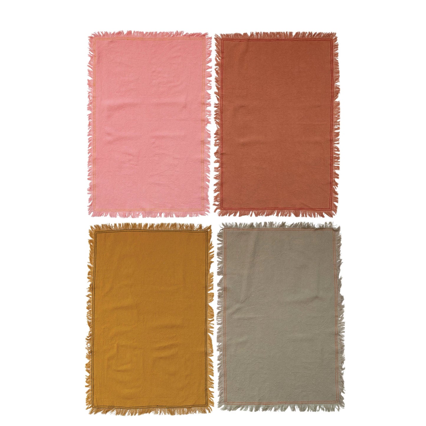 Woven Cotton Tea Towel With Fringe