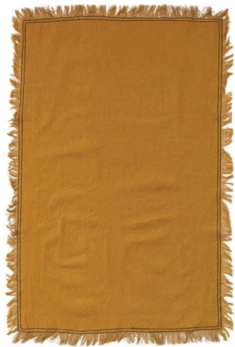 Woven Cotton Tea Towel With Fringe