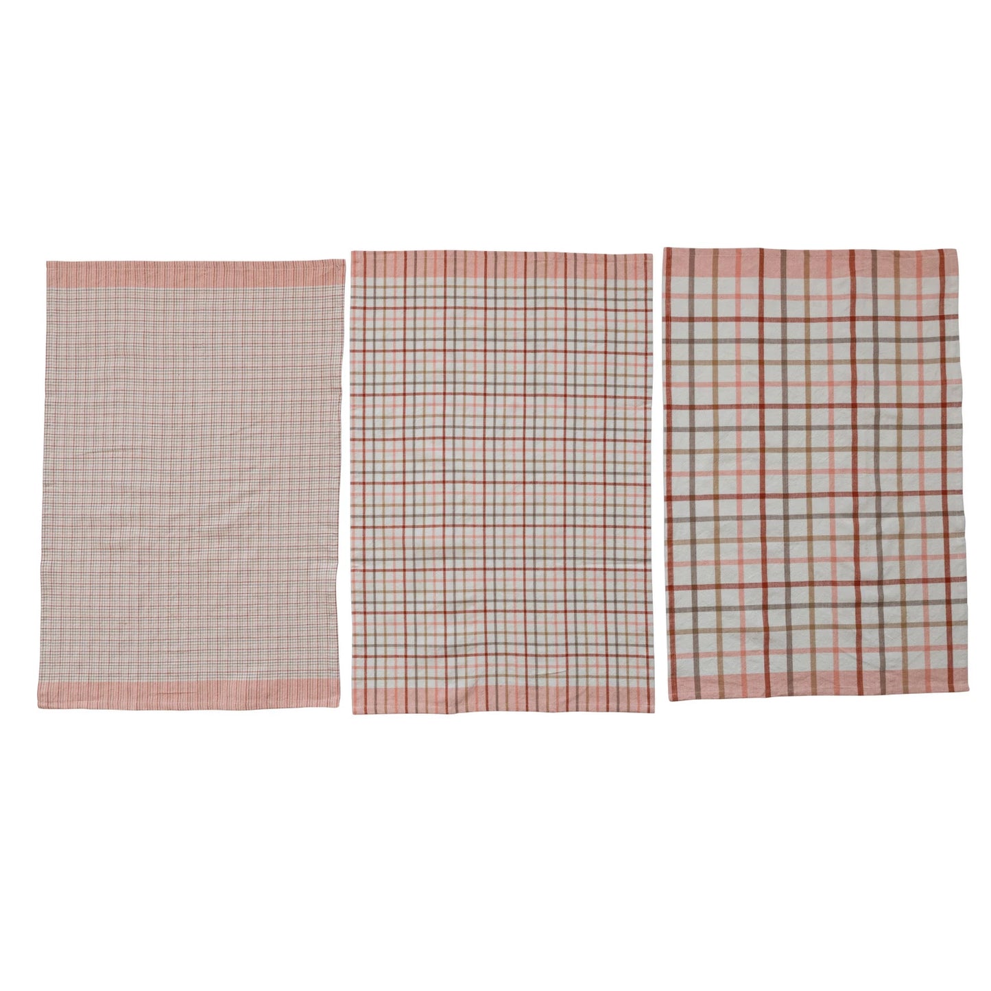 Cotton Tea Towels, Multi Color Plaid, Set of 3