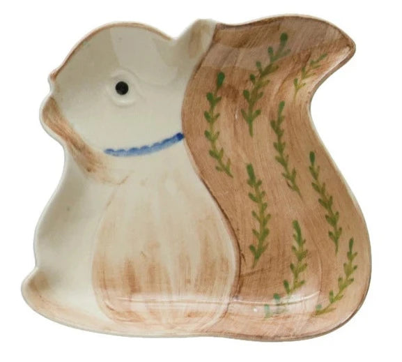 Hand Painted Stoneware Dish Squirrel
