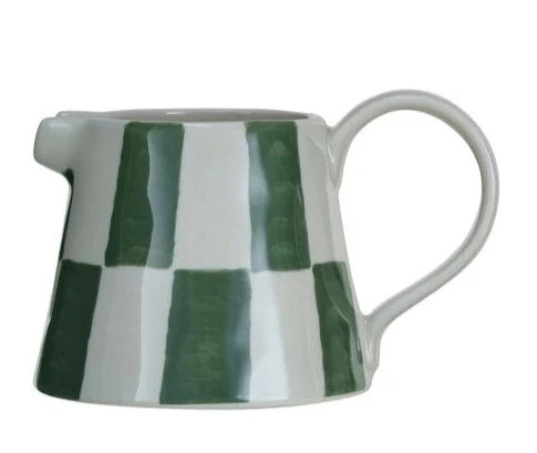 Hand Painted Stoneware Creamer Green