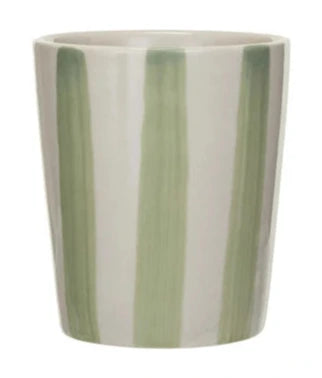 Hand-Painted Stoneware Cup With Stripes