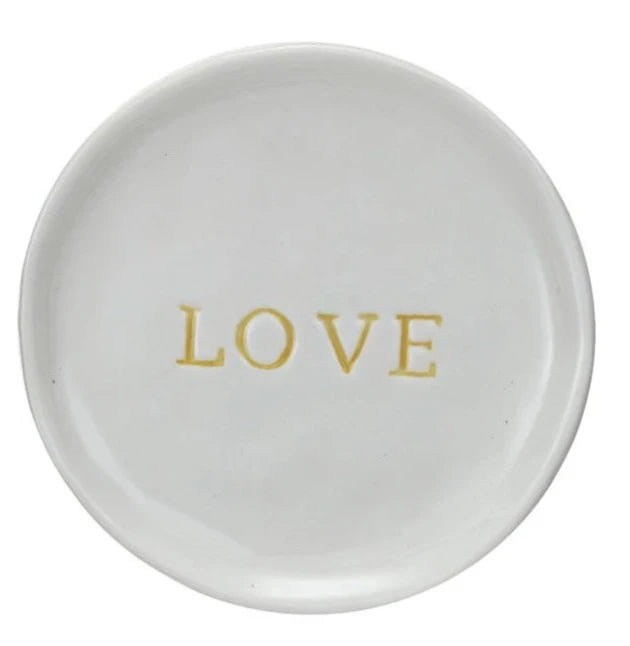 Round Stoneware Dish With Debossed Word