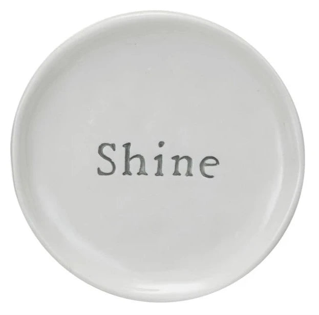 Round Stoneware Dish With Debossed Word