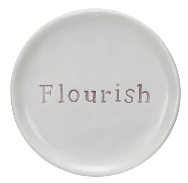 Round Stoneware Dish With Debossed Word