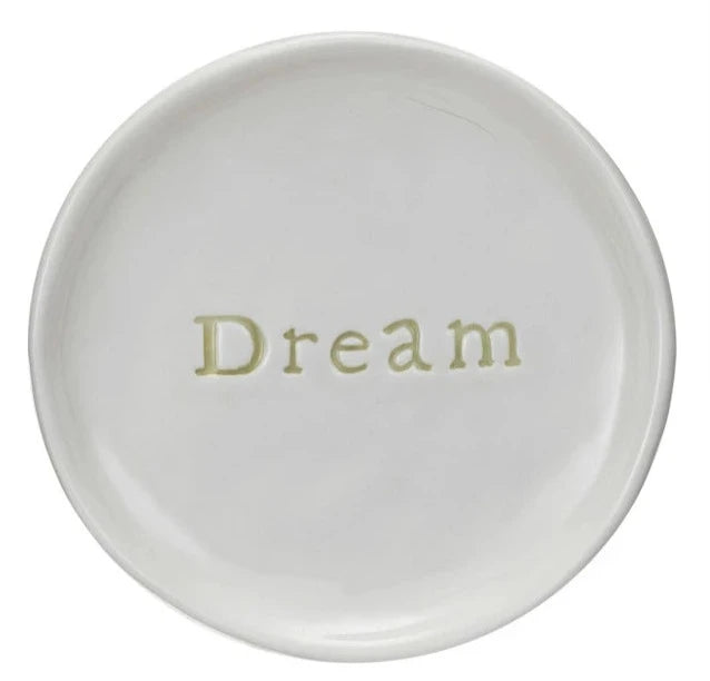 Round Stoneware Dish With Debossed Word