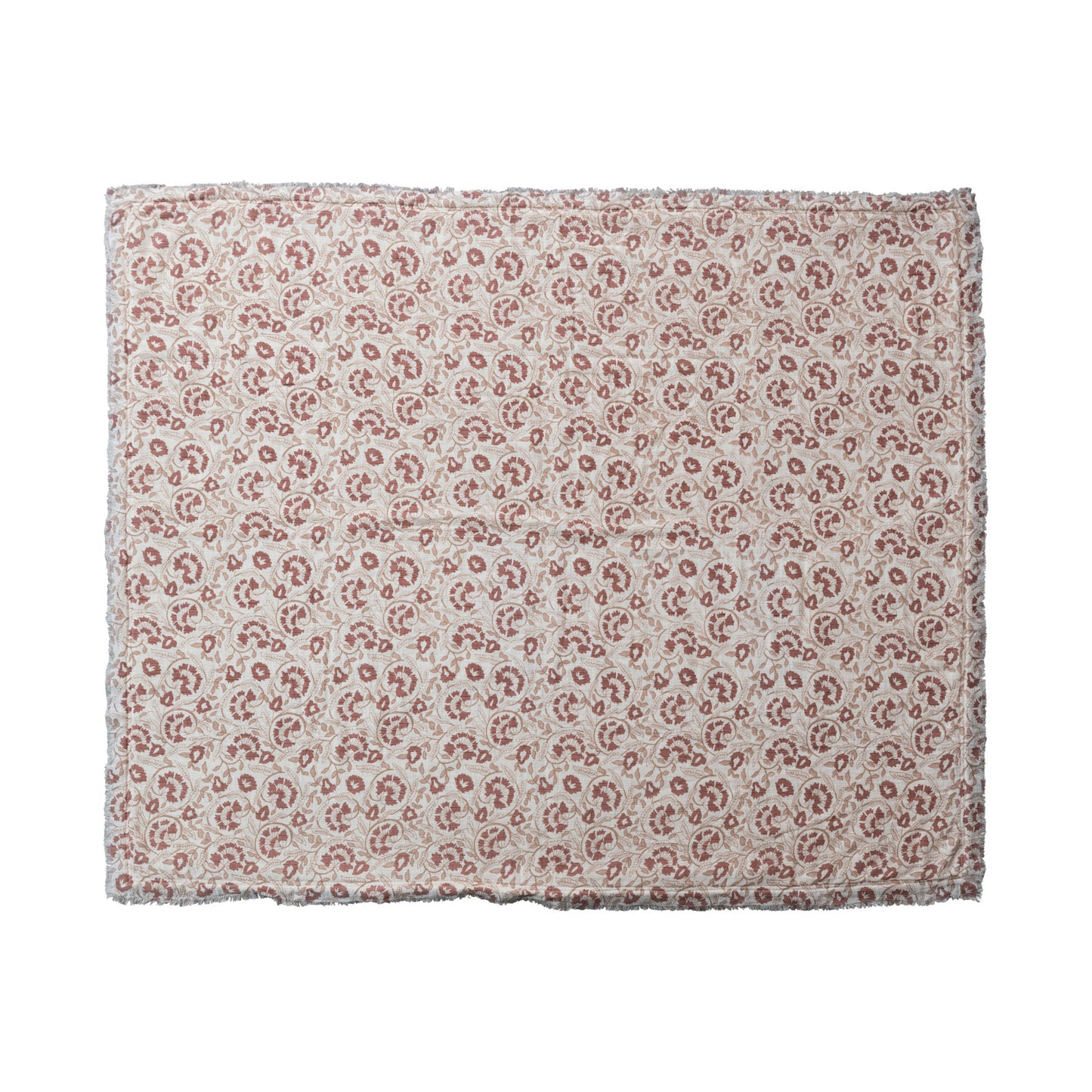 Woven Cotton Printed Throw With Sherpa Back