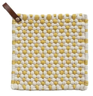Cotton Crocheted Pot Holder With Leather Loop