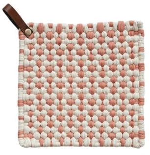 Cotton Crocheted Pot Holder With Leather Loop