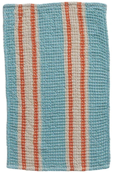 Woven Cotton Waffle Weave Tea Towel With Stripes