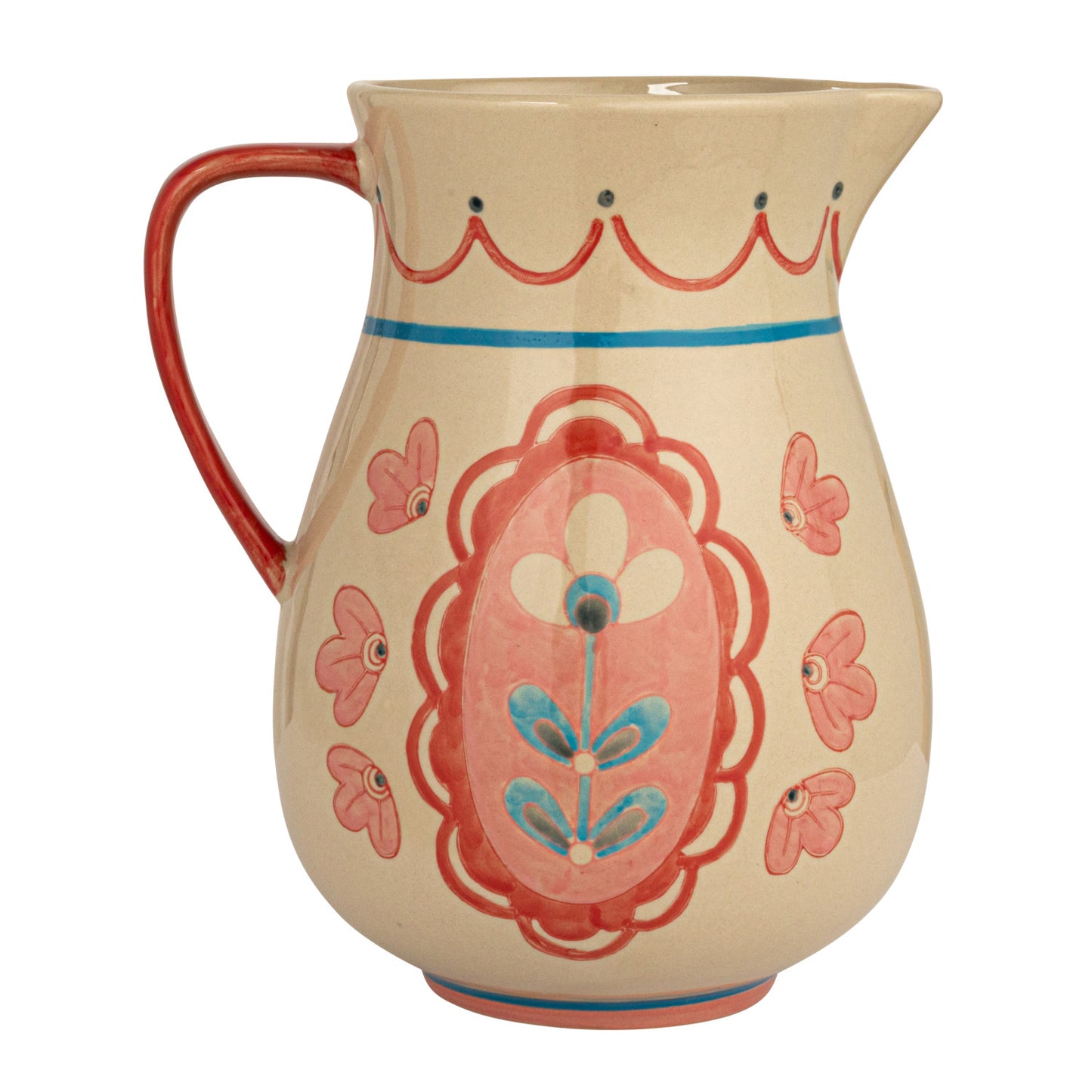 Hand-Painted Stoneware Pitcher