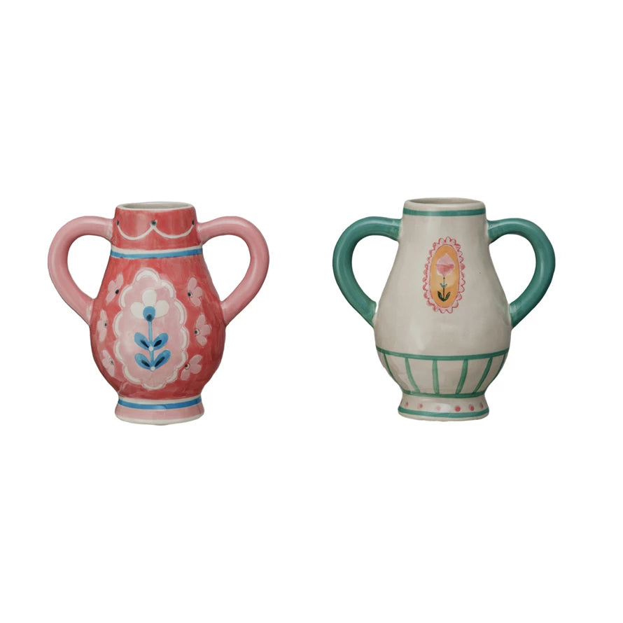 Hand-Painted Stoneware Urn