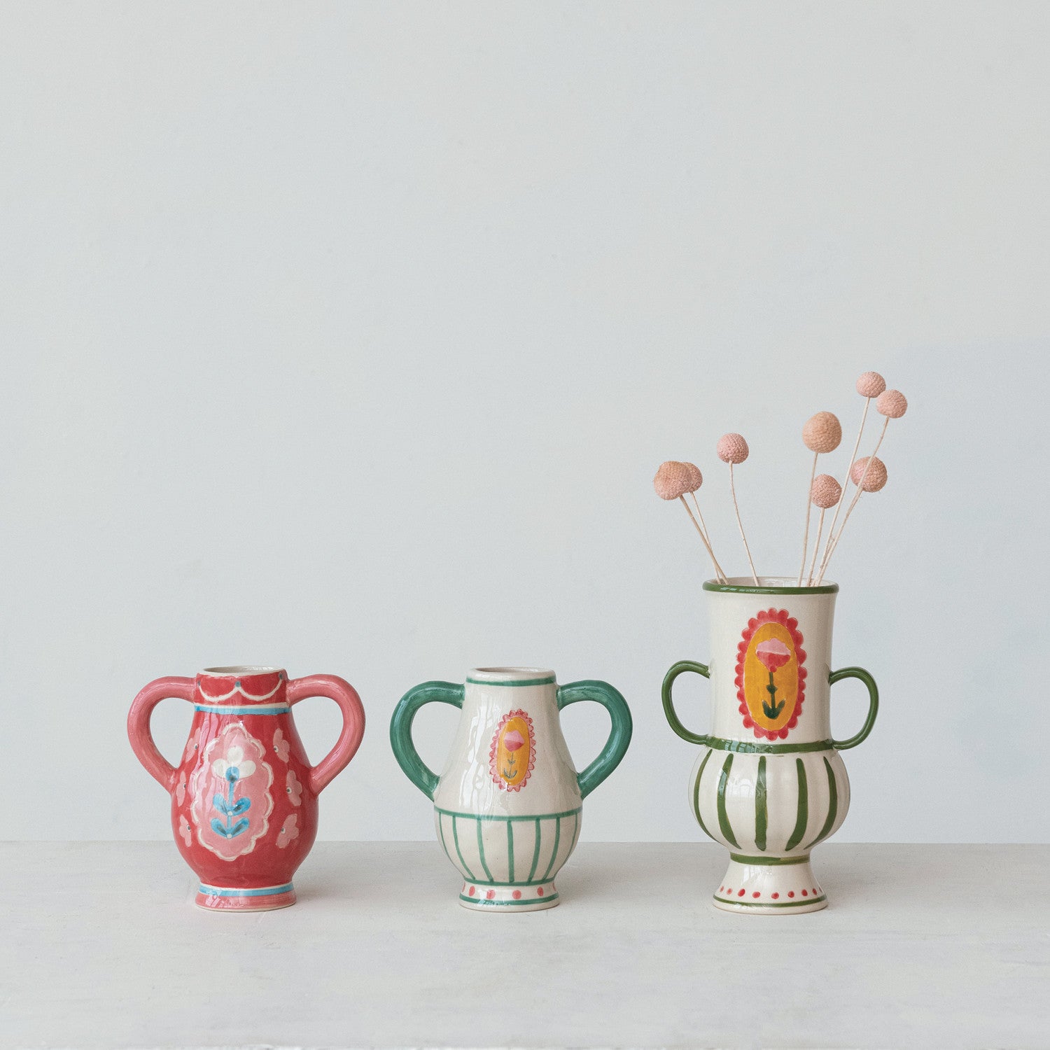 Hand-Painted Stoneware Urn