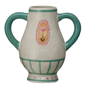 Hand-Painted Stoneware Urn