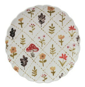 Hand-Painted Stoneware Scalloped Plate
