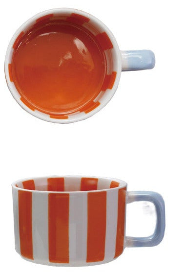 Hand-Painted Stoneware Striped Mug